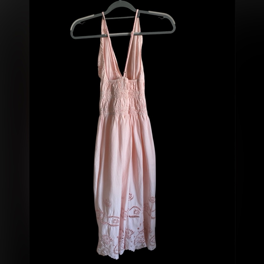 Future Collective Women's Eyelet Maxi A-Line Dress Pastel Pink Size XS - Picture 5 of 13